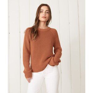 NWT Jenni Kayne Cotton Fisherman Knit Pullover Sweater Canyon Orange Size XS